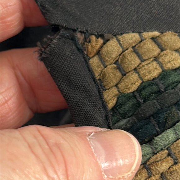 Vintage A.J. Leather Vest Womens Size Medium Woven Leather Rayon Lined Boho FLAW - Picture 9 of 12